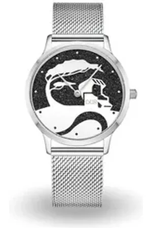 DUR Uhr Schmuck: Uhr 36er "Küste" mit Lavasand, Mesh Band Edelstahl, DW008