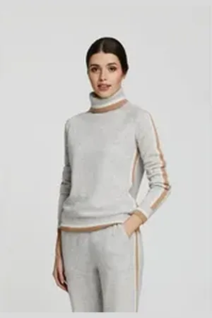 Marc & Andre Rollkragenpullover TINDED AVENUES mit seitlichen Kontrastblenden grau 46