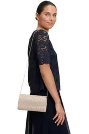 Vera Mont Abendtasche Clutch-Tasche im Glitzer-Look, Falten weiß