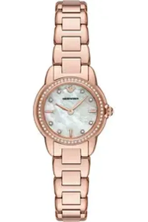 Emporio Armani Quarzuhr AR11671, Armbanduhr, Damenuhr, Edelstahlarmband, analog, Glassteine goldfarben