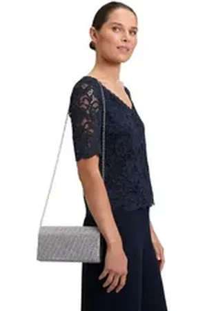 Vera Mont Abendtasche Clutch-Tasche im Glitzer-Look, Falten silberfarben