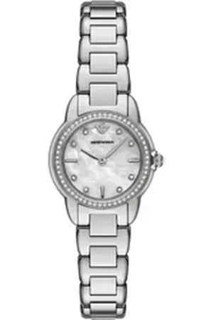 Emporio Armani Quarzuhr AR11669, Armbanduhr, Damenuhr, Edelstahlarmband, analog, Glassteine silberfarben