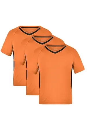 James & Nicholson Funktionsshirt 3er-Pack Funktionelles Teamshirt für Kinder Team-T Junior JN337K (Spar-Set, 3er-Pack) Atmungsaktiv, feuchtigkeitsregulierend und schnell trocknend orange M: 122/128