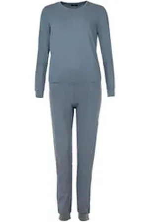 Emporio Armani Pyjama Damen Pyjama Baumwolle Essential Studs Logo (2 tlg) blau L