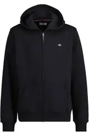 GANT Sweatshirt Unisex Sweatjacke Baumwolle Shield Zip Hoodie schwarz 158/164