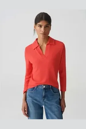 Opus Poloshirt Shirt SINNI Batwing Fit aus strukturiertem Jersey rot 44