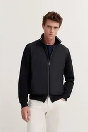 Bugatti Sweatjacke mit Reißverschluss und Stehkragen blau L