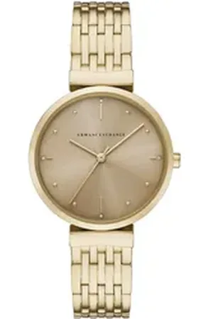 Giorgio Armani ARMANI EXCHANGE Quarzuhr AX5916, Armbanduhr, Damenuhr, Edelstahlarmband, analog, Glassteine goldfarben