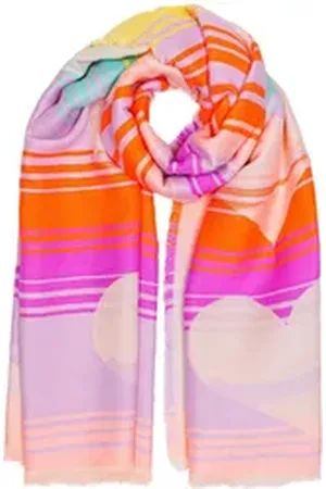 CASPAR Modeschal SC539 mit buntem Herz Muster Print, Ideal für die Übergangszeit und kühle Wintertage rosa