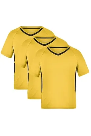 James & Nicholson Funktionsshirt 3er-Pack Funktionelles Teamshirt für Kinder Team-T Junior JN337K (Spar-Set, 3er-Pack) Atmungsaktiv, feuchtigkeitsregulierend und schnell trocknend gelb S: 110/116