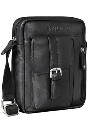 STILORD Schultertasche "Kendrick" Herren Umhängetasche Leder klein schwarz