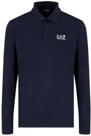 Emporio Armani Poloshirt Poloshirt Langarmshirt mit Polokragen (1-tlg., 1) blau M