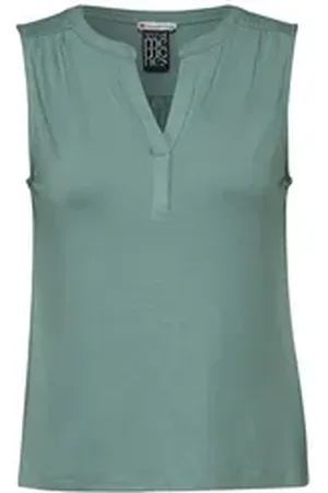 Street one Shirttop - Sommerliches Top - ärmelloses Top einfabrig - Jersey Top grün 40