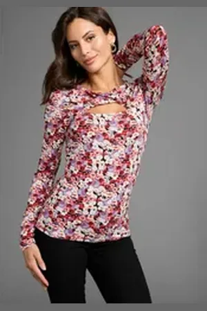 Laura Scott Langarmshirt mit Twisteffekt im Ausschnitt bunt 44/46