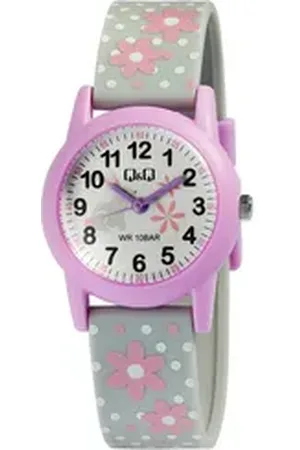 Q&Q Quarzuhr Motiv analoge Kinderuhr mit Silikonarmband 10 Bar wasserdicht V22A-00 grau