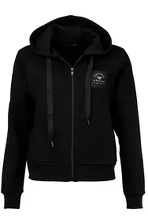 Emporio Armani Sweater Damen Sweatjacke Baumwolle Iconic Terry schwarz S