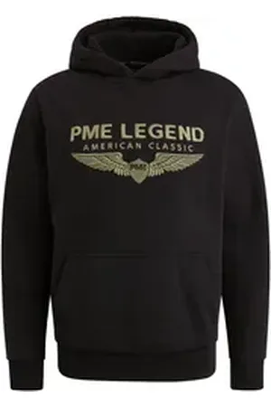 PME Legend™ Kapuzenpullover HOODED SOFT TERRY WITH LOGO aus Baumwollmix schwarz S