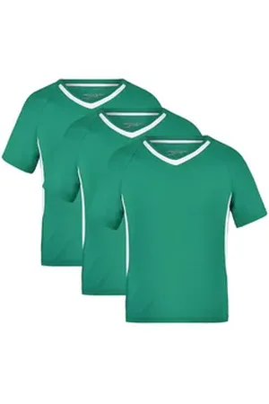 James & Nicholson Funktionsshirt 3er-Pack Funktionelles Teamshirt für Kinder Team-T Junior JN337K (Spar-Set, 3er-Pack) Atmungsaktiv, feuchtigkeitsregulierend und schnell trocknend grün S: 110/116