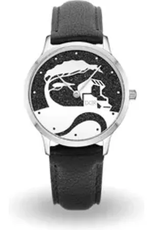 DUR Uhr Schmuck: Uhr 40er "Küste" mit Lavasand, Lederband schwarz, DW015