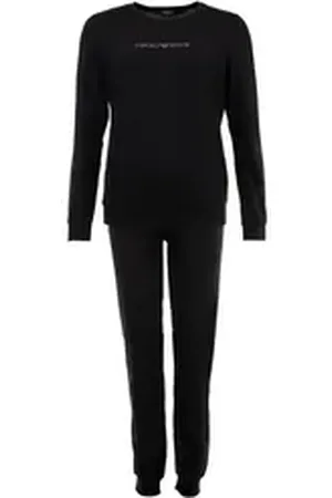 Emporio Armani Pyjama Damen Pyjama Baumwolle Essential Studs Logo (2 tlg) schwarz S