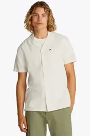 Tommy Hilfiger Tommy Jeans Kurzarmhemd TJM LINEN BLEND CAMP SS EXT Mit V-Ausschnitt weiß XXL