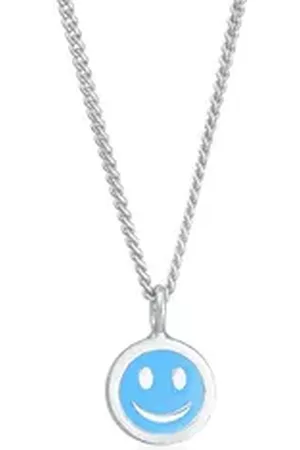 Elli Kette mit Anhänger Kids Smiling Plättchen Emaille 925 Silber, Smiling Face blau|silberfarben