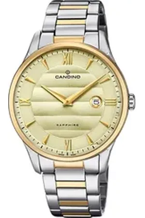 Candino Quarzuhr Herren Uhr Analog C4639/2, (Analoguhr), Herren Armbanduhr rund, Edelstahlarmband silber, gold, Elegant silberfarben