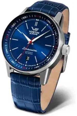 Vostok Automatikuhr GAZ-14 Limousine Herrenuhr, blaues Zifferblatt, Lederarmband 560A687-L, 43 mm, elegantes Design
