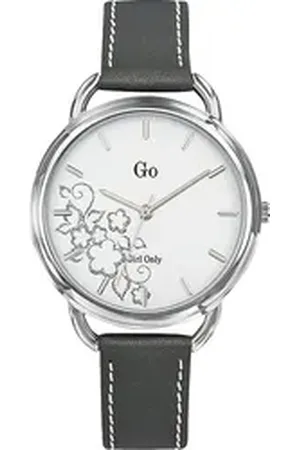 GO Girl Only Quarzuhr Damen Armbanduhr grau weiß, (Analoguhr), Damenuhr rund, mittel (ca. 35mm), Lederarmband grau, weiß, Fashion grau