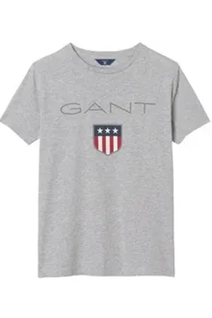 GANT T-Shirt Jungen T-Shirt 1er Pack Baumwolle Shield Logo (Packung, 1er Pack) grau 146/152