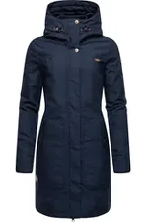 Ragwear Wintermantel Jannisa stylischer Damen Winterparka mit Kapuze blau XS (34)