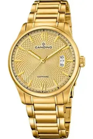 Candino Quarzuhr Herren Uhr Analog C4692/2, (Analoguhr), Herren Armbanduhr rund, Edelstahlarmband gold, Elegant goldfarben