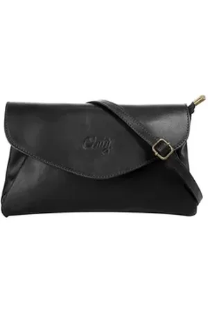 Cluty Abendtasche, echt Leder, Made in Italy schwarz