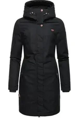 Ragwear Wintermantel Jannisa stylischer Damen Winterparka mit Kapuze schwarz XS (34)