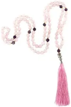 BODHI Perlenarmband Mala mit Rosenquarz und Amethyst, 108 Perlen