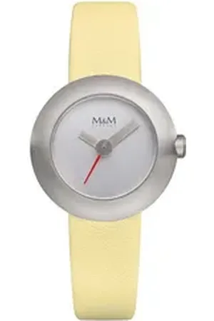 M&M Quarzuhr Armbanduhr Damen Leder Basic-M, (1-tlg), Analoguhr rund mit Lederarmband, Designer Uhr, deutsche Manufaktur, inkl. edles Etui gelb