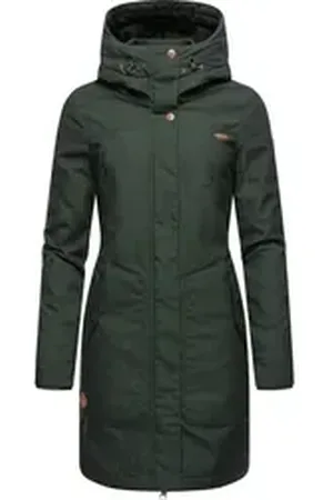 Ragwear Wintermantel Jannisa stylischer Damen Winterparka mit Kapuze grün L (40)