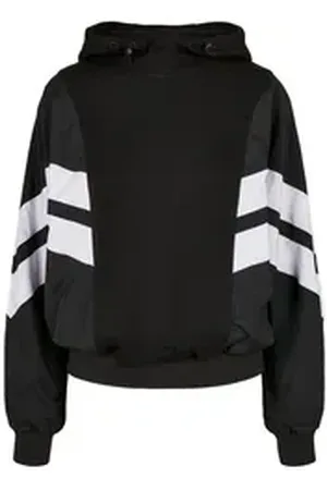 Urban classics Kapuzenpullover Damen Ladies Mix Crinkle Nylon Sweat Hoody (1-tlg) schwarz XXL