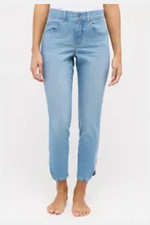 Angels Ankle-Jeans ORNELLA SPARKLE mit Glitzersteinchen Applikation blau 36