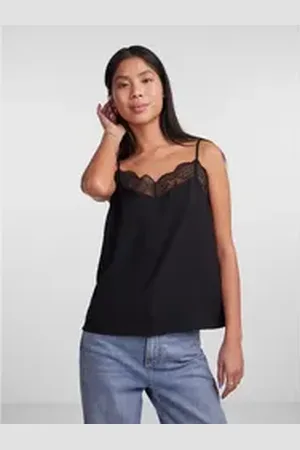 Only & Sons Pieces Trägertop PCTIFFANY STRAP LACE TOP WVN NOOS BC schwarz S (36)