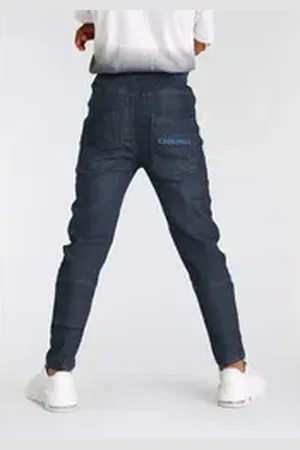 CHIEMSEE Schlupfjeans, Stretch-Jeans für Jungen schmale Beinform, Used-Waschung, niedrige Leibhöhe blau 128