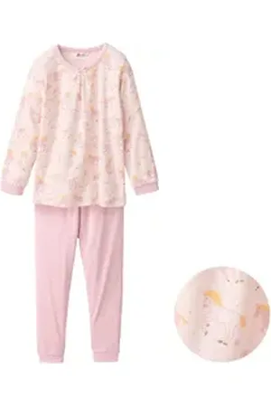 People Wear Organic Pyjama Set aus Bio-Baumwolle mit Pferdemotiv GOTS zertifiziert rosa 122/128