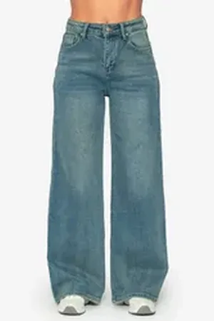 SASSYCLASSY 5-Pocket-Jeans Lockere Thermo Jeans Damen in weiter Beinpassform blau 42