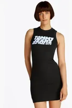 Tommy Hilfiger Minikleid TJW TJ BUBBLE TANK DRESS mit Logodruck schwarz L (40)