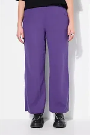 STUDIO UNTOLD Schlupfhose Hose wide Legs Musselin Elastikbund lila 58