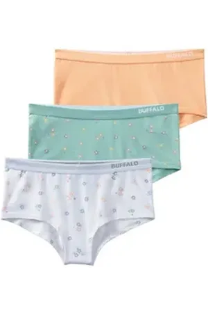 Buffalo Panty (Packung, 3-St) Uni und Blümchen-Print in einer Packung bunt 170/176