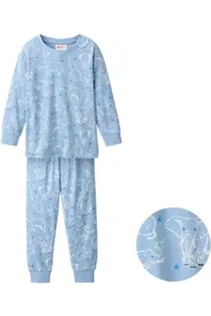 People Wear Organic Pyjama mit Elefanten Motiv, aus Bio-Baumwolle GOTS zertifiziert blau 134/140