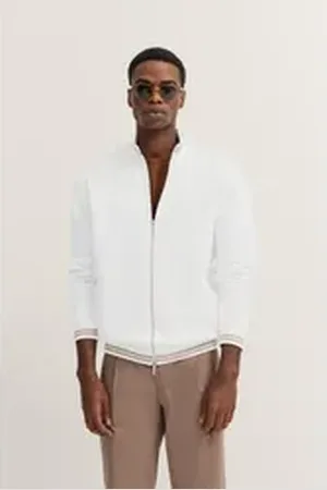 Bugatti Sweatjacke mit Reißverschluss weiß L