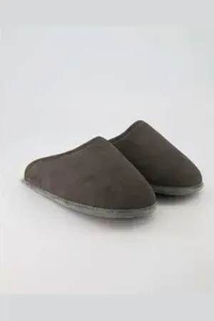 Fellhof Pantoffel Trendy Plüsch Hausschuhe grau 38-39 EU