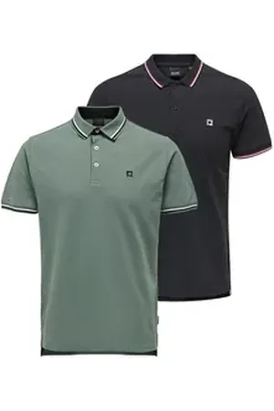 Only & Sons Poloshirt 2er Pack Onsefletcher (Spar-Set, 2-tlg) Poloshirt - Baumwolle - Atmungsaktiv - Hochwertiger Piqué-Stoff blau|bunt|grün XXL